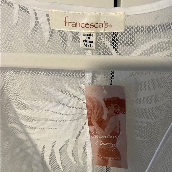 Francesca's Collections Sheer White Leaf Coverup - Picture 2 of 2